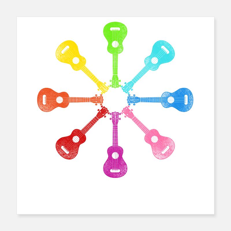 Hawaiian Ukulele Uke Rainbow Poster 40x40 cm