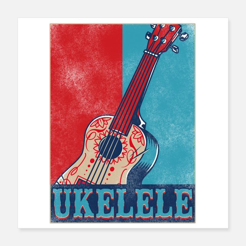 Hawaiian Ukulele Uke Retro Vintage Poster 40x40 cm