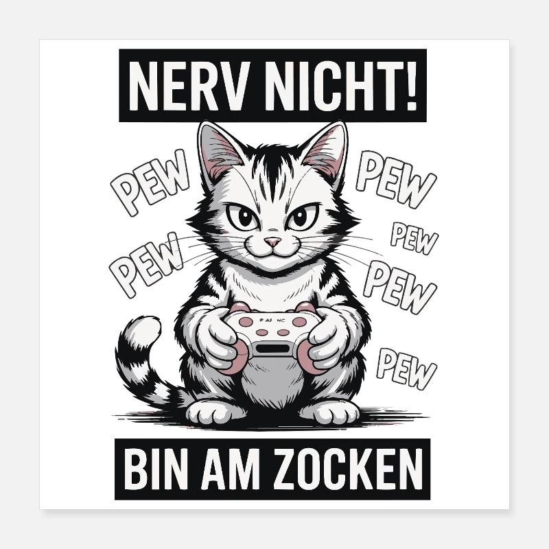 Courage Not I Gaming Cat Design Poster 40 x 40 cm