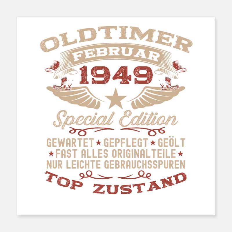 77e anniversaire Oldtimer Février 1949 Poster 40 x 40 cm