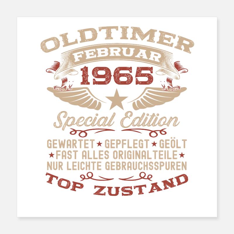 61e anniversaire Oldtimer Millésime de février 1965 Poster 40 x 40 cm