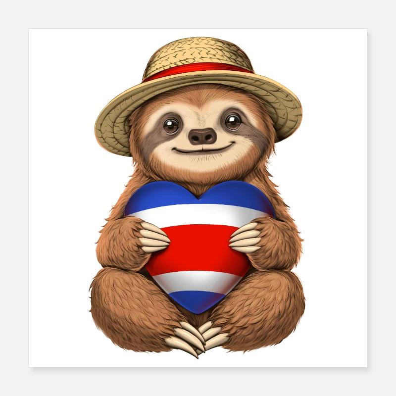 Costa Rican Sloth  Poster 16" x 16" (40x40 cm)