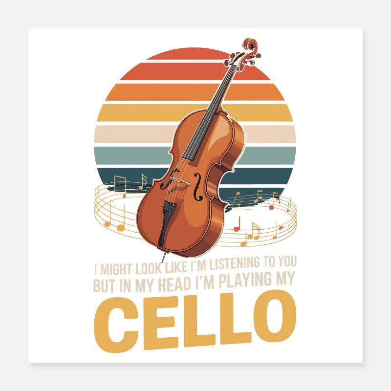 Jouer de mon violoncelle Poster 40 x 40 cm