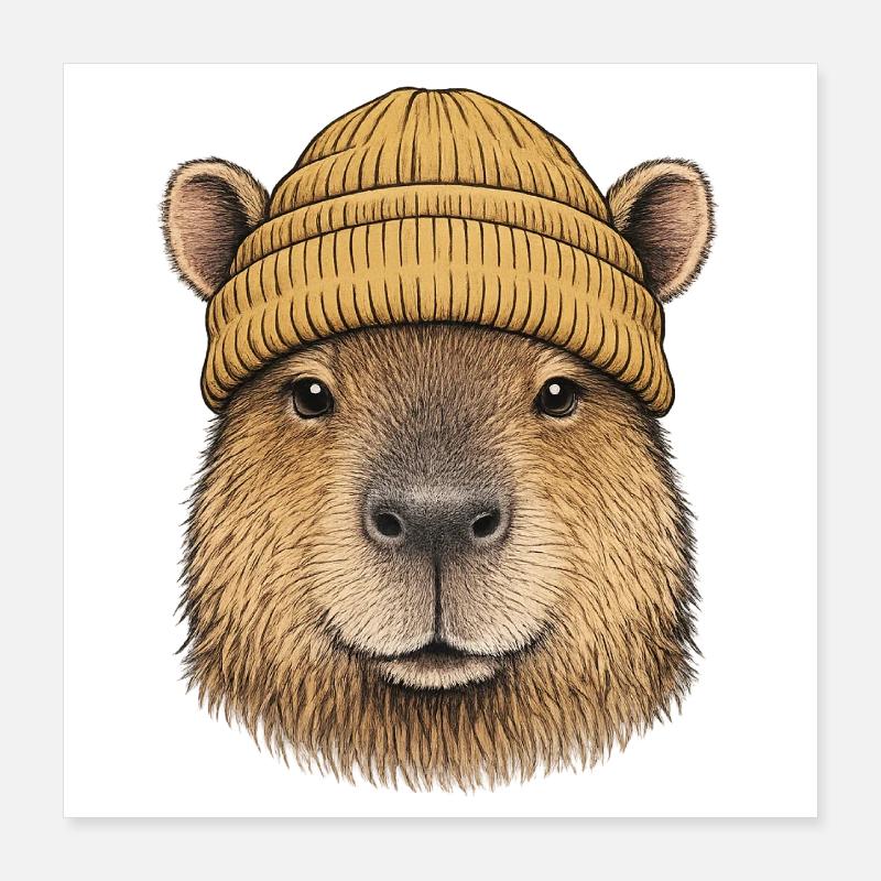 Capybara with cap Poster 16" x 16" (40x40 cm)