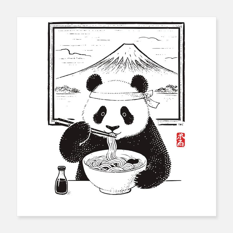 Ramen Panda Poster 40 x 40 cm