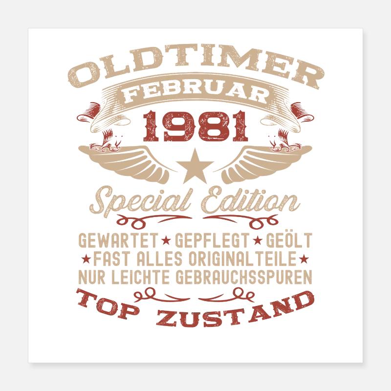 45e anniversaire Oldtimer Millésime de février 1981 Poster 40 x 40 cm
