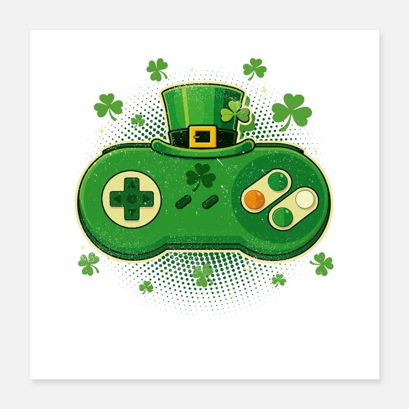 Irish Video Game Controller St Pats Poster 16" x 16" (40x40 cm)