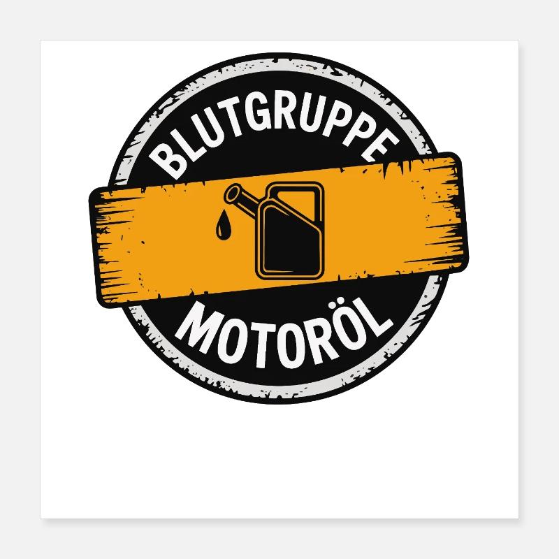 Blutgruppe Motoröl Schrauber Design Poster 40x40 cm