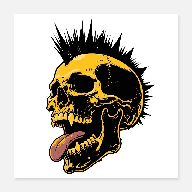 Skull Mohawk Punk Rocker Totenkopf Poster 40 x 40 cm