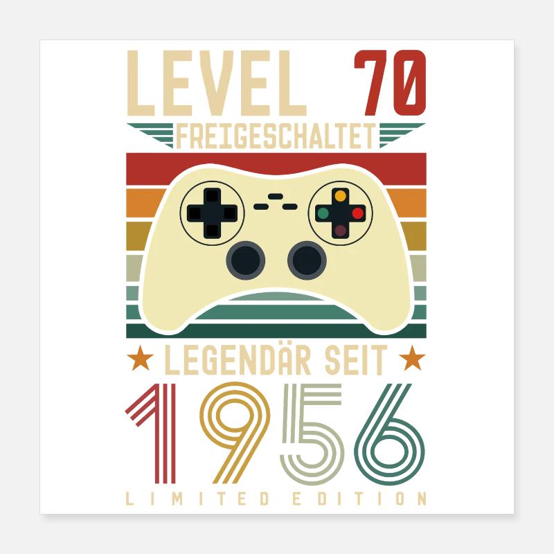 Level 70 Unlocked Legendary Since 1956 Man 70 Poster 16" x 16" (40x40 cm)