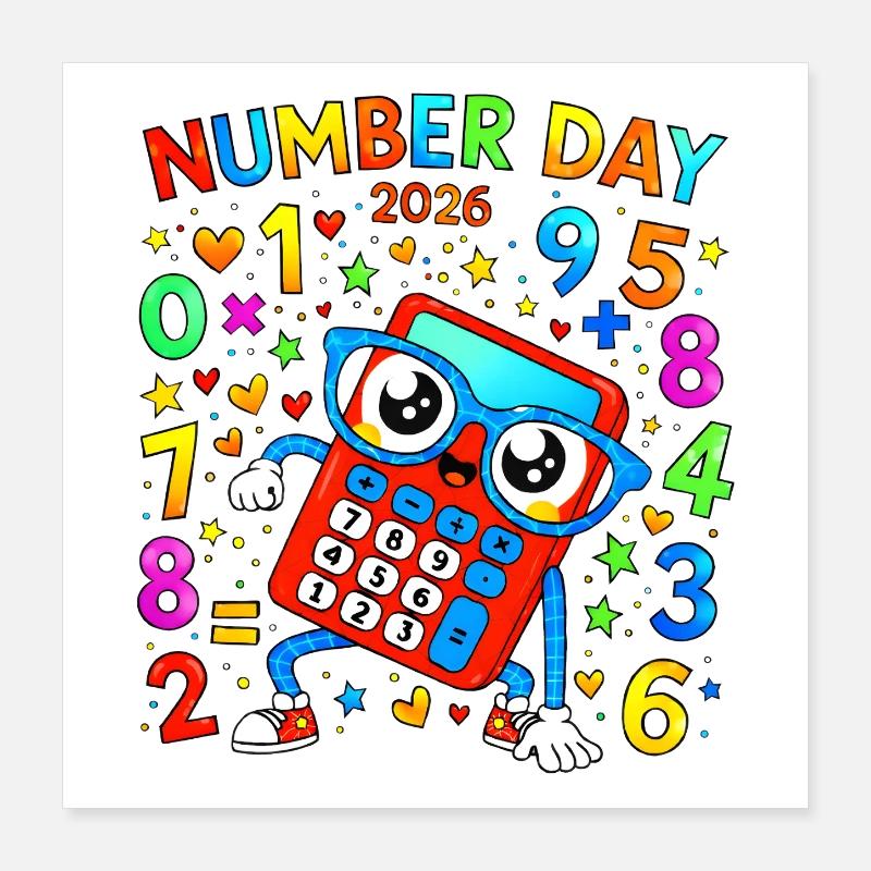Jour des numéros 2026 Calculatrice Fun Poster 40 x 40 cm