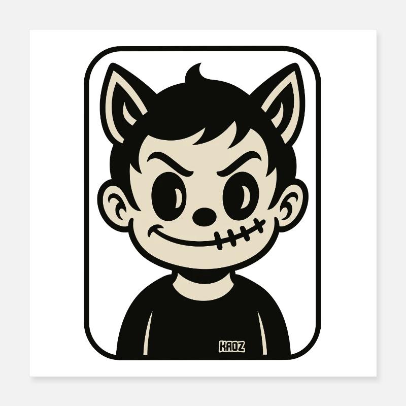 Mascotte Stichwolf Poster 40 x 40 cm