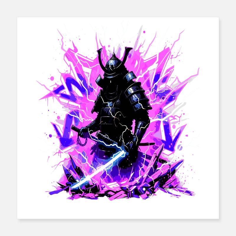 Cyber Samurai – Synthwave Katana Spirit Poster 16" x 16" (40x40 cm)