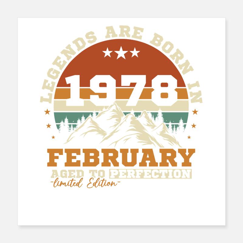 Février 1978 Vintage Retro Cadeau d'anniversaire Poster 40 x 40 cm