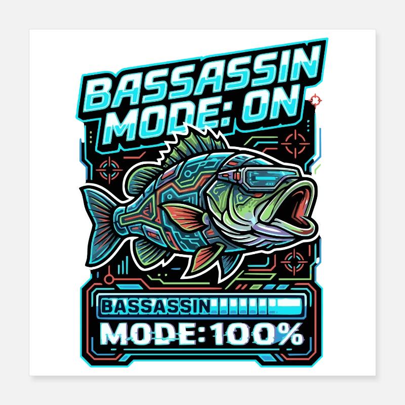 Mode Bassassin en mode pêche à 100 % Poster 40 x 40 cm