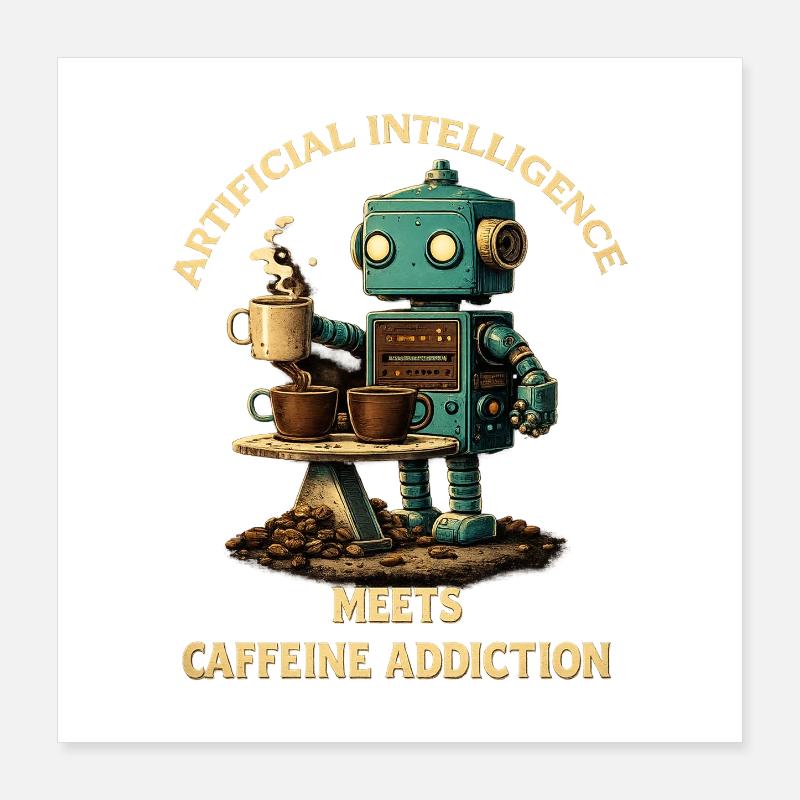 Kaffeeroboter – Künstliche Intelligenz trifft Koff Poster 40x40 cm