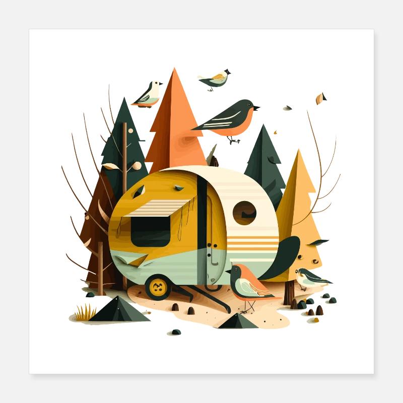 Karawane im Wald Poster 40x40 cm
