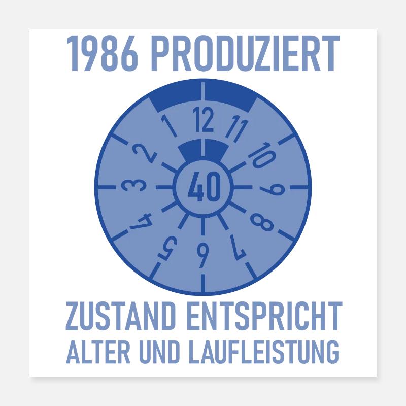 1986 Née 40e anniversaire Réglage de voitures Poster 40 x 40 cm