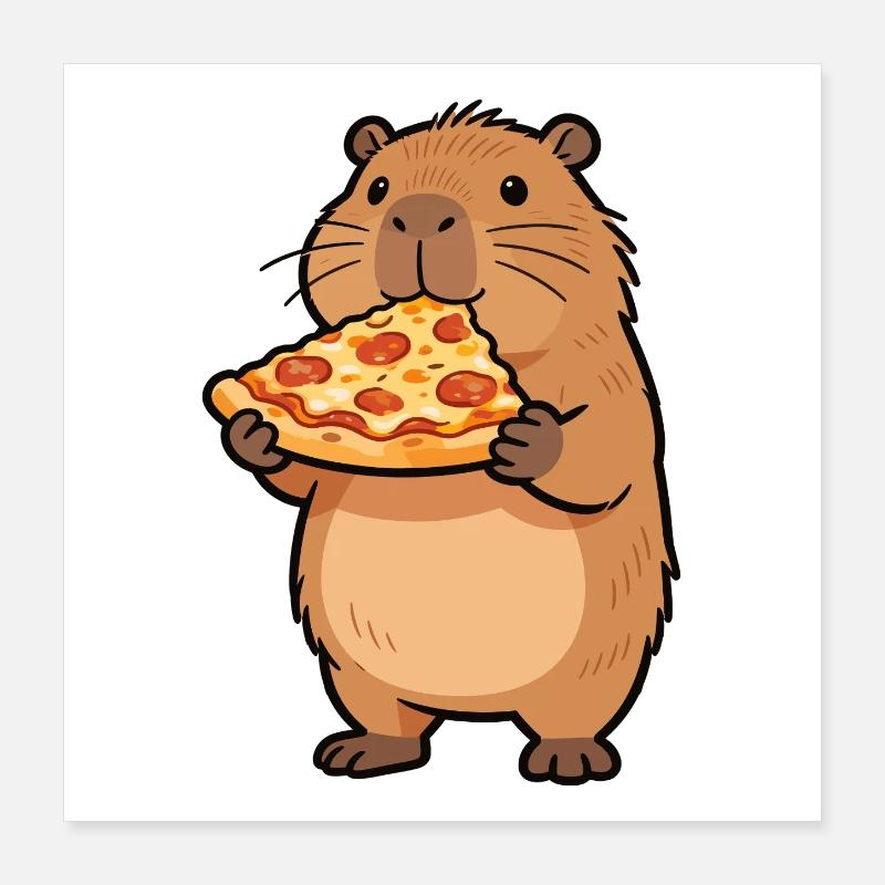 Pizza Hamster Motif Poster 40 x 40 cm