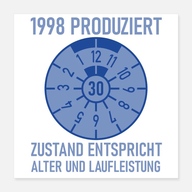 1998 Geboren 30. Geburtstag Auto Tuning Poster 40x40 cm