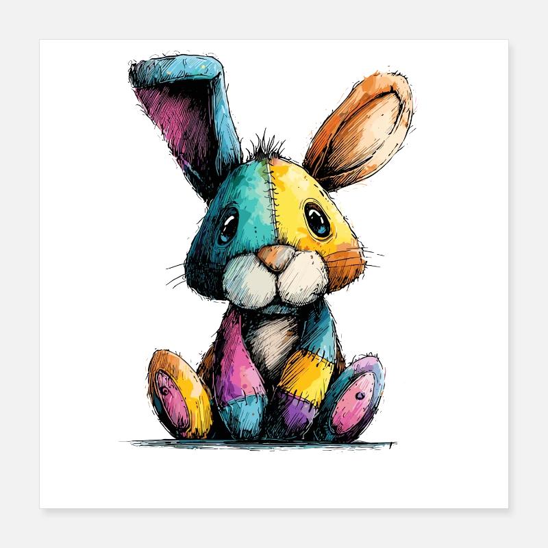 Patchwork Häschenbunt Poster 40x40 cm