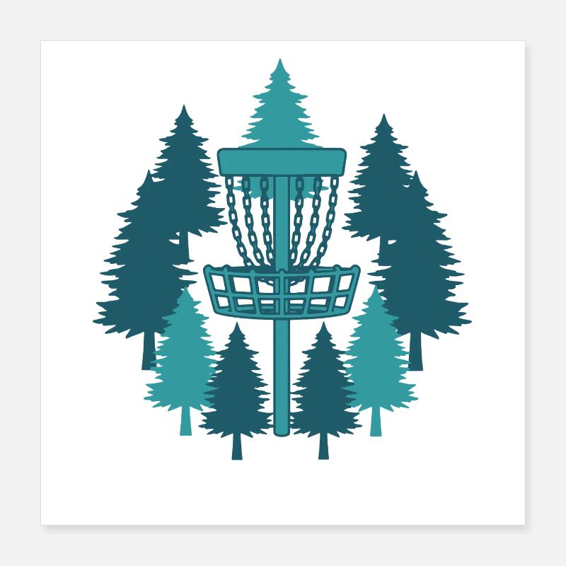 Panier de disc golf dans la forêt Frisbee Golf volant Poster 40 x 40 cm