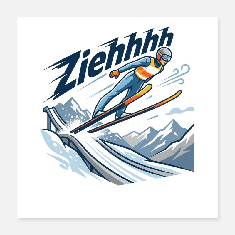 Ziehhhh ski jumping flight through the stadium Poster 16" x 16" (40x40 cm)