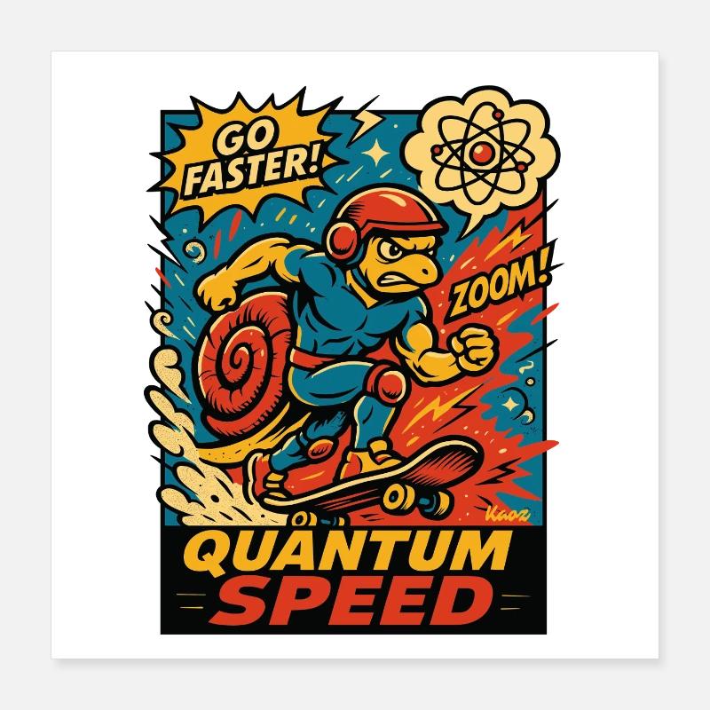 Quanten-Speed Schildkröte Skateboard Poster 40x40 cm