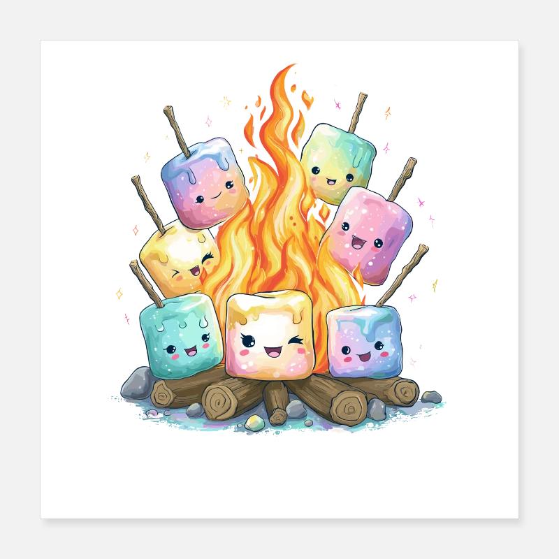 Lagerfeuer Marshmallows Spaß Poster 40x40 cm