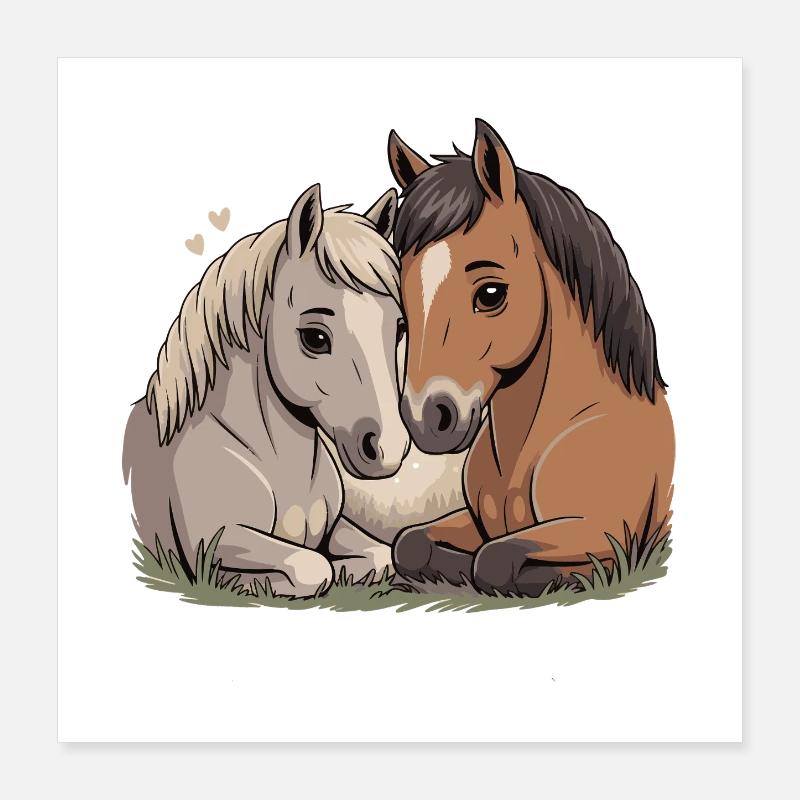 Pferd Paar Valentinstag Poster 40x40 cm