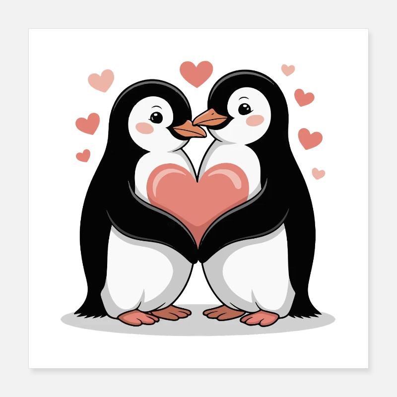 Pinguin Paar Valentinstag Poster 40x40 cm