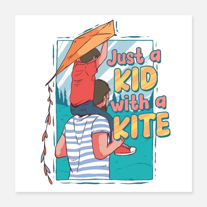 Drachen Drachensteigen Poster 40x40 cm