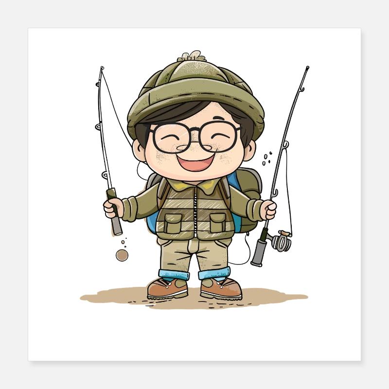 Fischer Junge Comic Poster 40x40 cm