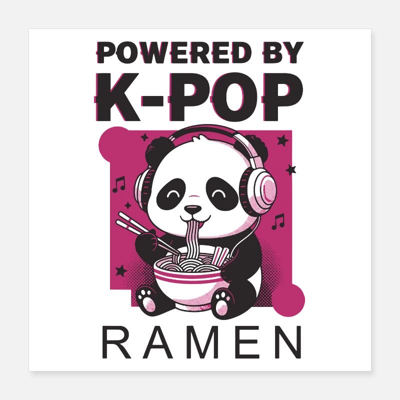 Propulsé par K-Pop Ramen Musique Kpop mignonne coréenne Poster 40 x 40 cm