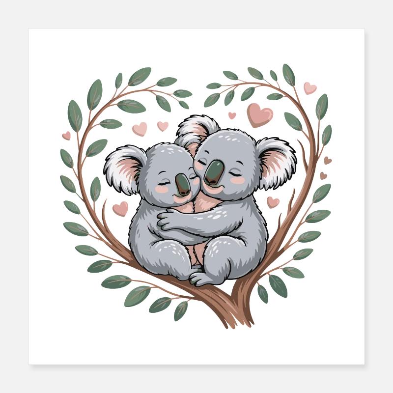 Koala Paar Valentinstag Poster 40x40 cm