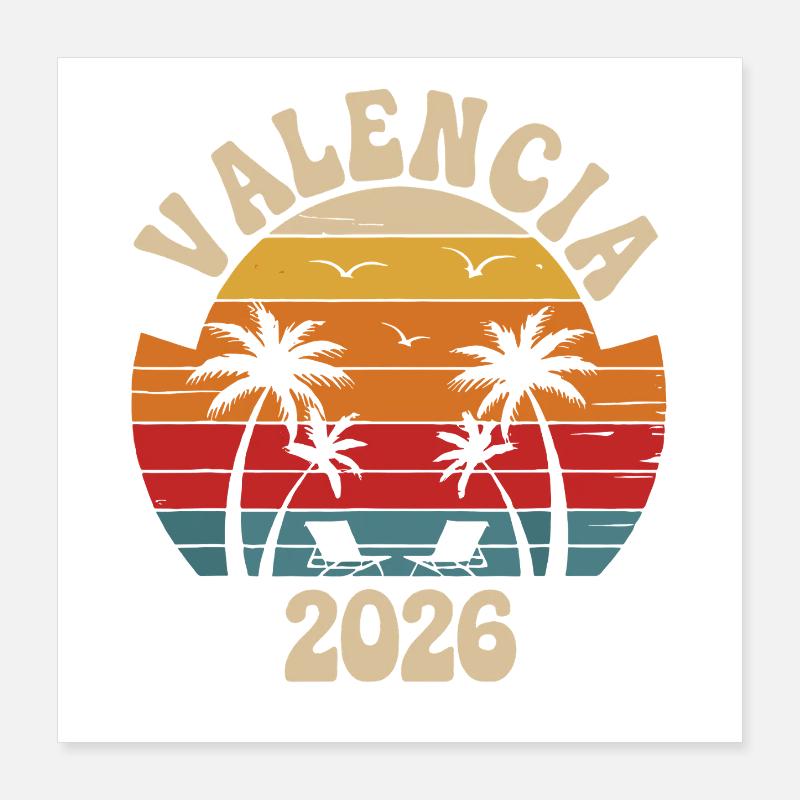 Plage rétro de Valence 2026 Poster 40 x 40 cm
