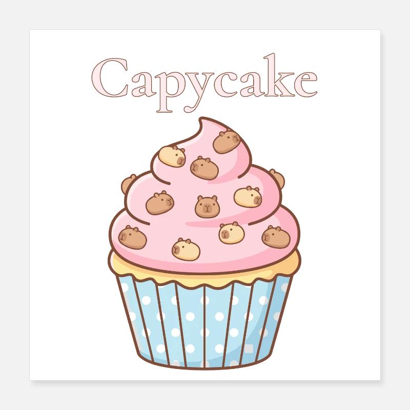 Capycake Cupcake with Capybara Sprinkles Poster 16" x 16" (40x40 cm)