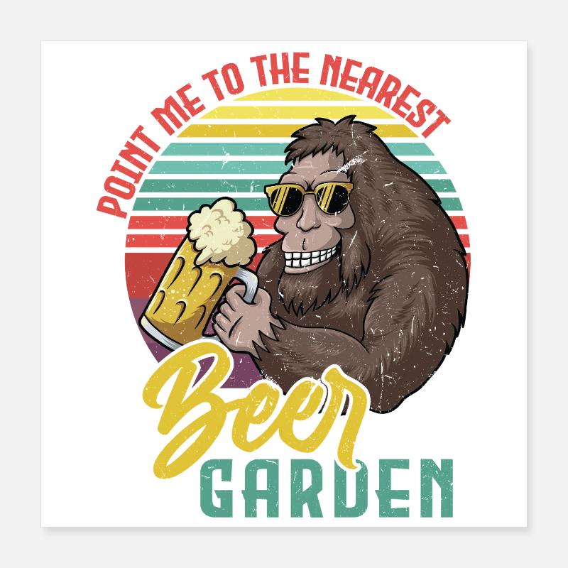 Sasquatch Biergarten Retro Poster 40x40 cm