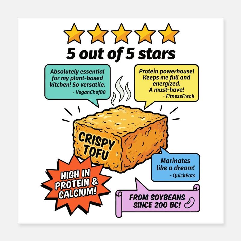 Crispy Tofu 5 Sterne Bewertung Poster 40x40 cm