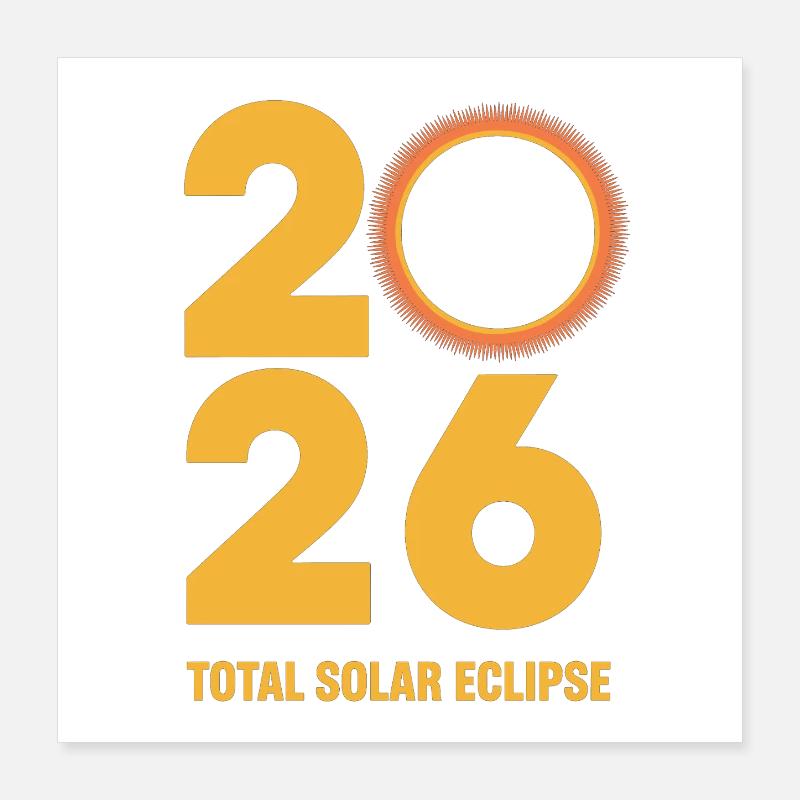 Parcours total de l’éclipse solaire 2026 rétro Poster 40 x 40 cm