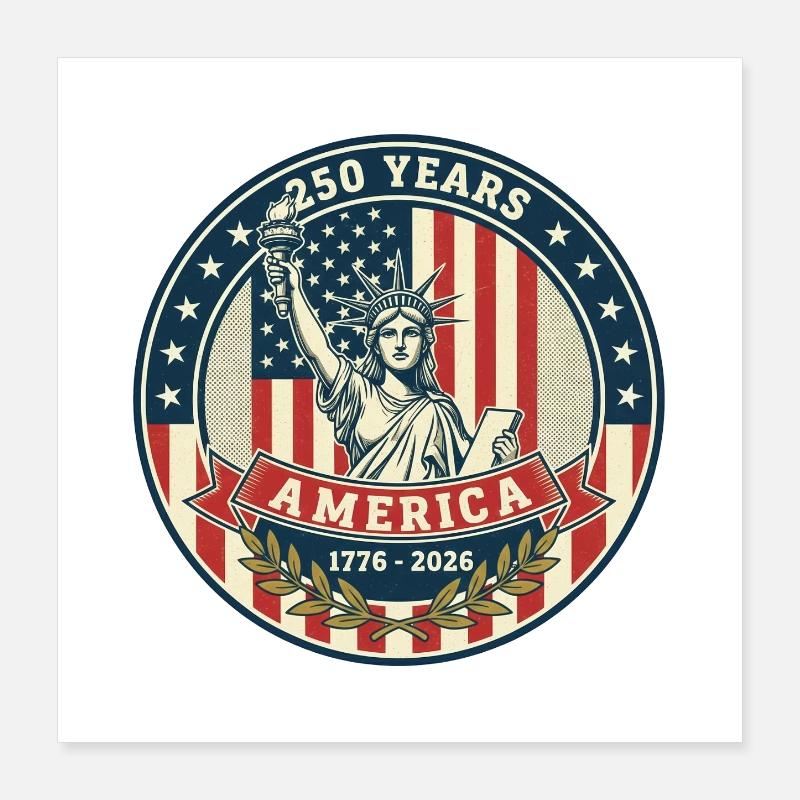 Liberty 250 Years Badge Design Poster 16" x 16" (40x40 cm)