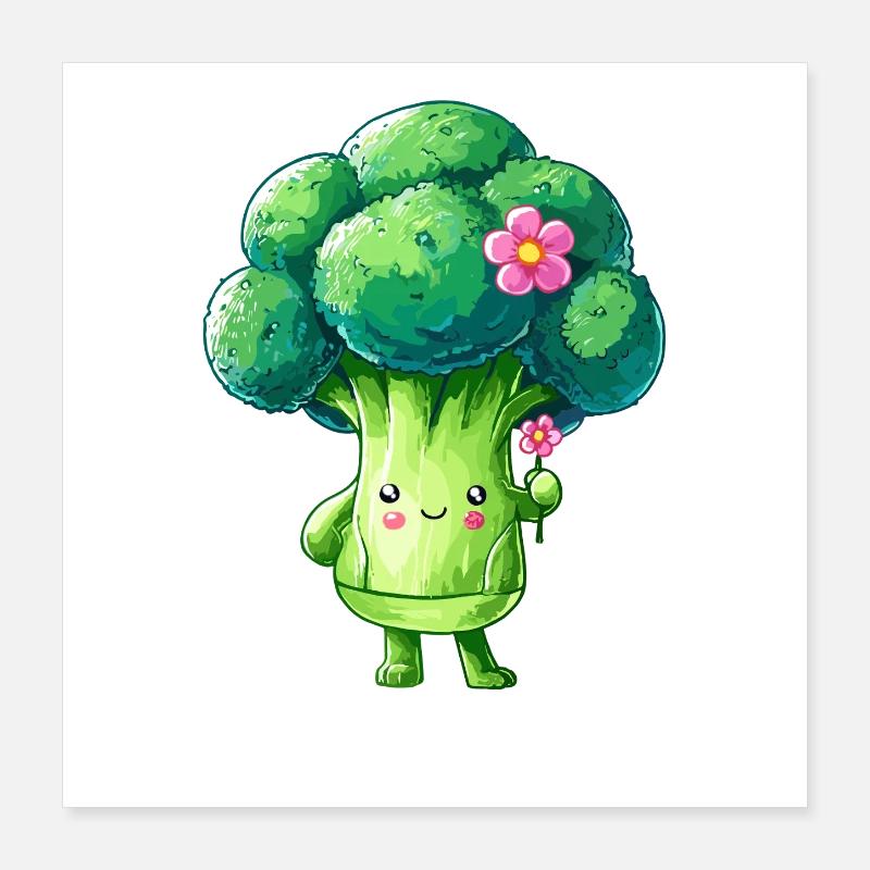 Brocoli avec des fleurs Poster 40 x 40 cm