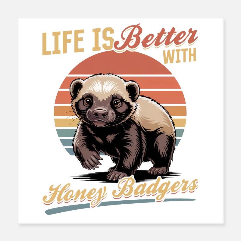 Blaireau drôle Poster 40 x 40 cm