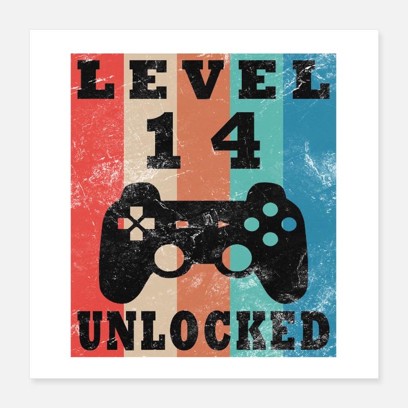 Level 14 Unlocked Gamepad Poster 16" x 16" (40x40 cm)