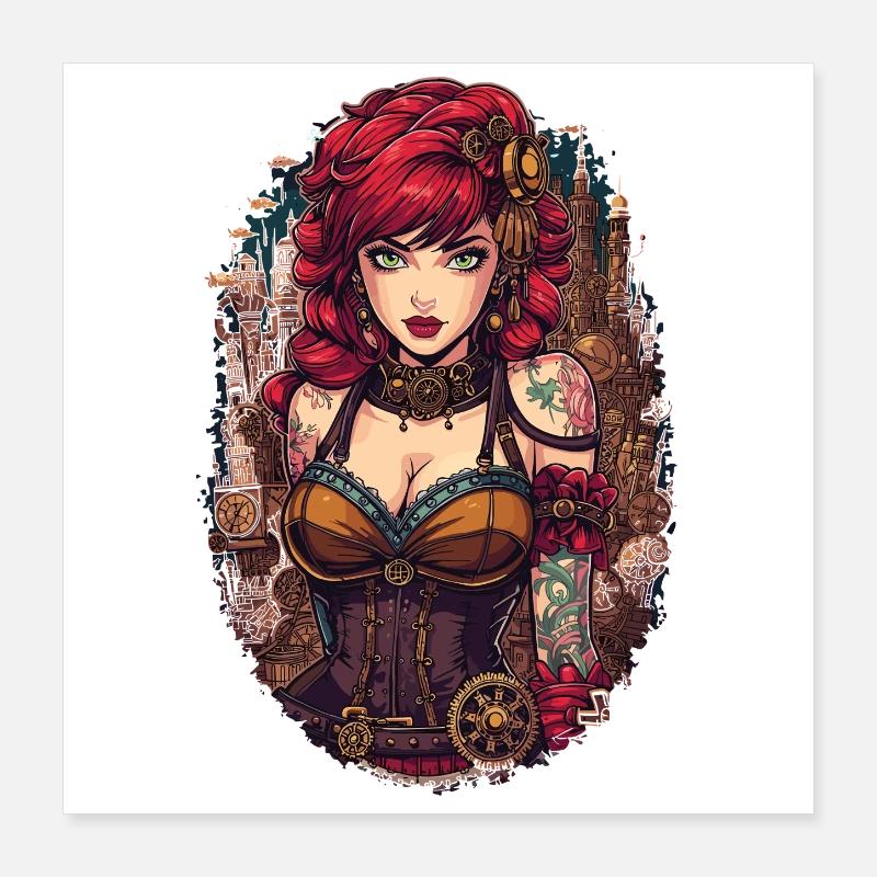 Femmes Steampunk Magnifiques Steampunk Poster 40 x 40 cm