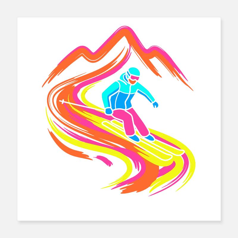 Skifahrer Poster 40x40 cm