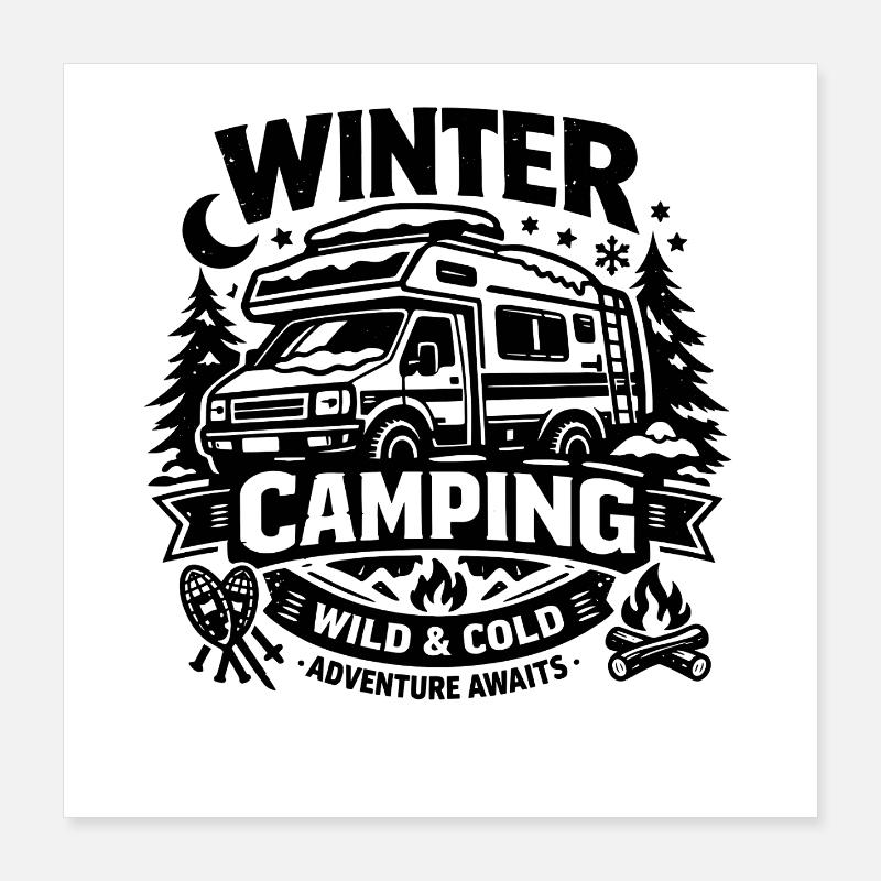 Camping d’hiver | Sauvage et froid | Aventure Poster 40 x 40 cm