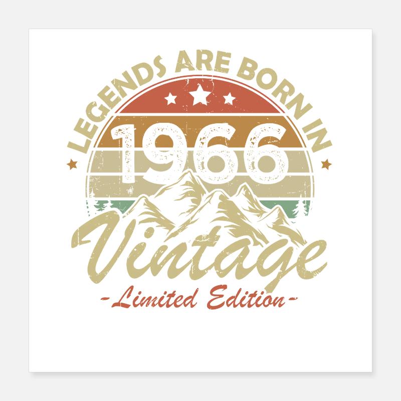 Vintage, 1966, Vintage Retro, Cadeau d’anniversaire Poster 40 x 40 cm