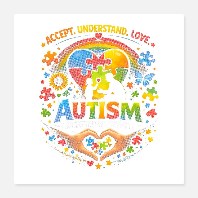 Puzzle du cœur sur l’acceptation de l’autisme Poster 40 x 40 cm