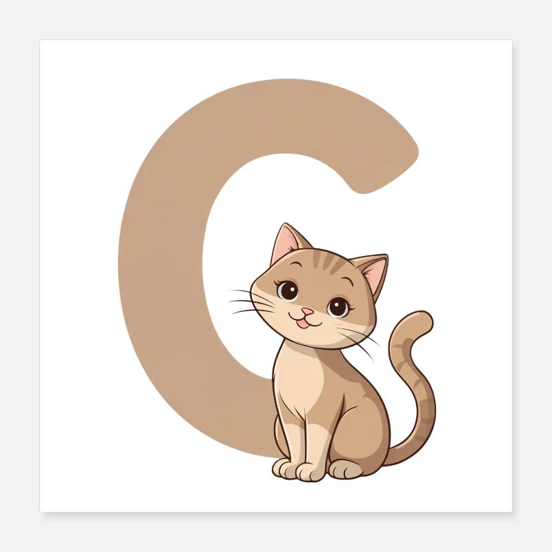 Kitten and C letter Poster 16" x 16" (40x40 cm)